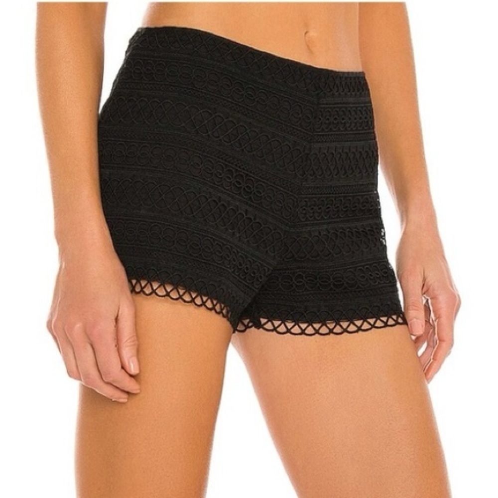 Charo Ruiz Black High Waist Crochet Shorts